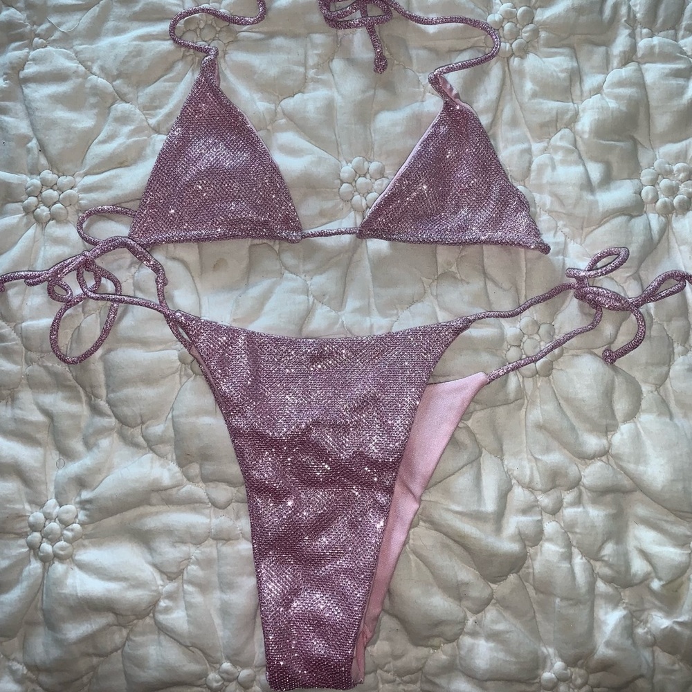 meshki sparkly pink bikini